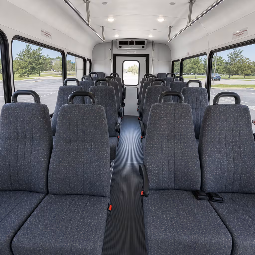 Interior seating of a Portland minibus on a route