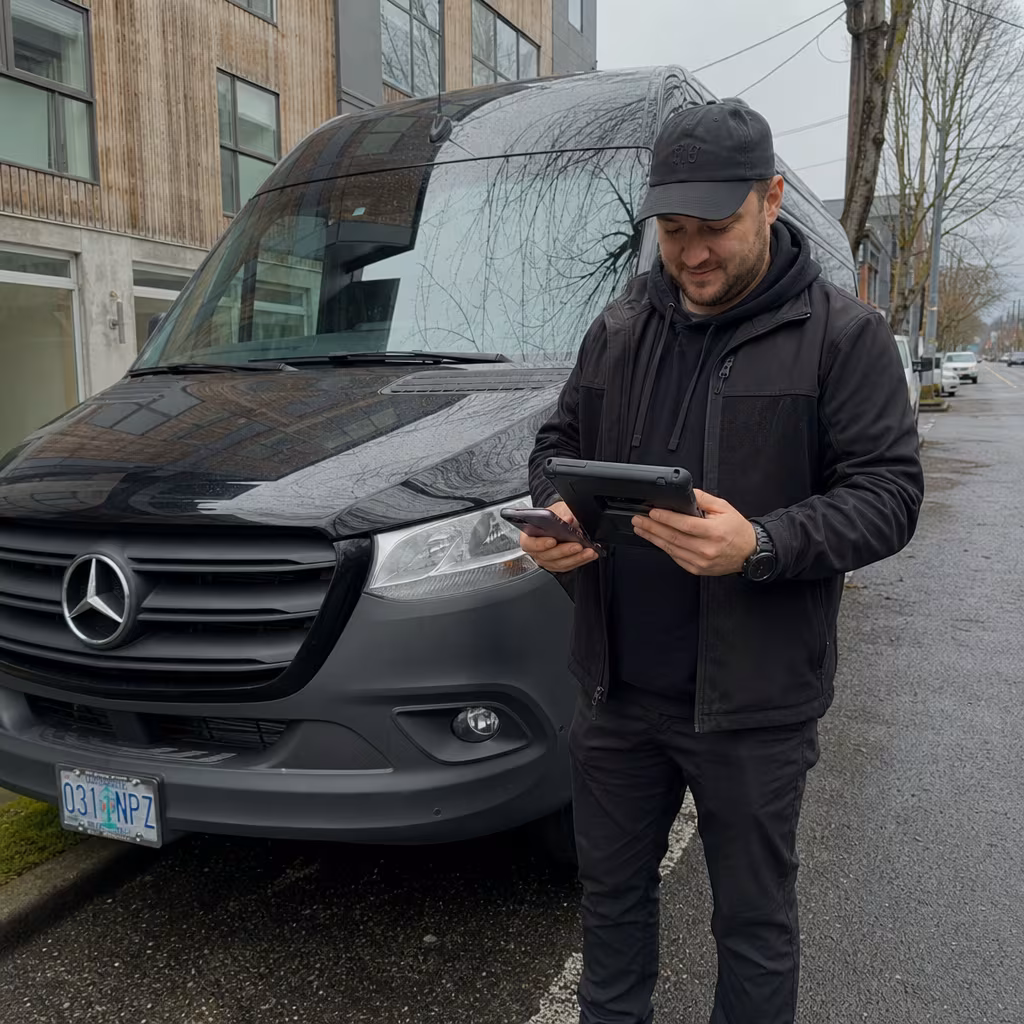 Dispatcher planning a Portland party bus route and quote